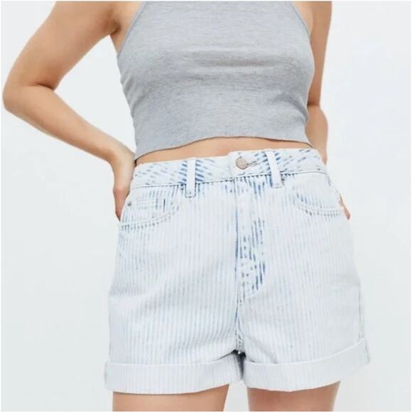 BDG NWT Urban Outfitters Striped High Rise Mom Shorts Womens Size 31 Rolled Cuff - Picture 3 of 9